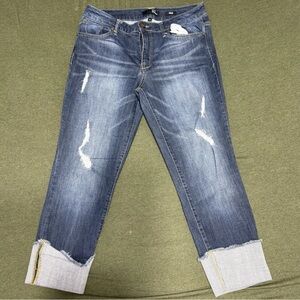 Taylor Blue Boyfriend Jeans with Distressed Details